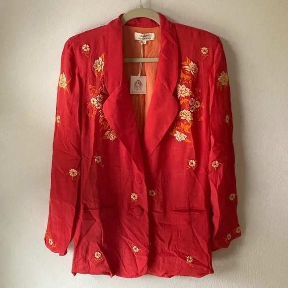 SOLD💫 Chasing Unicorns The Weight : Silk Embroidered Blazer sz S - Picture 11 of 16